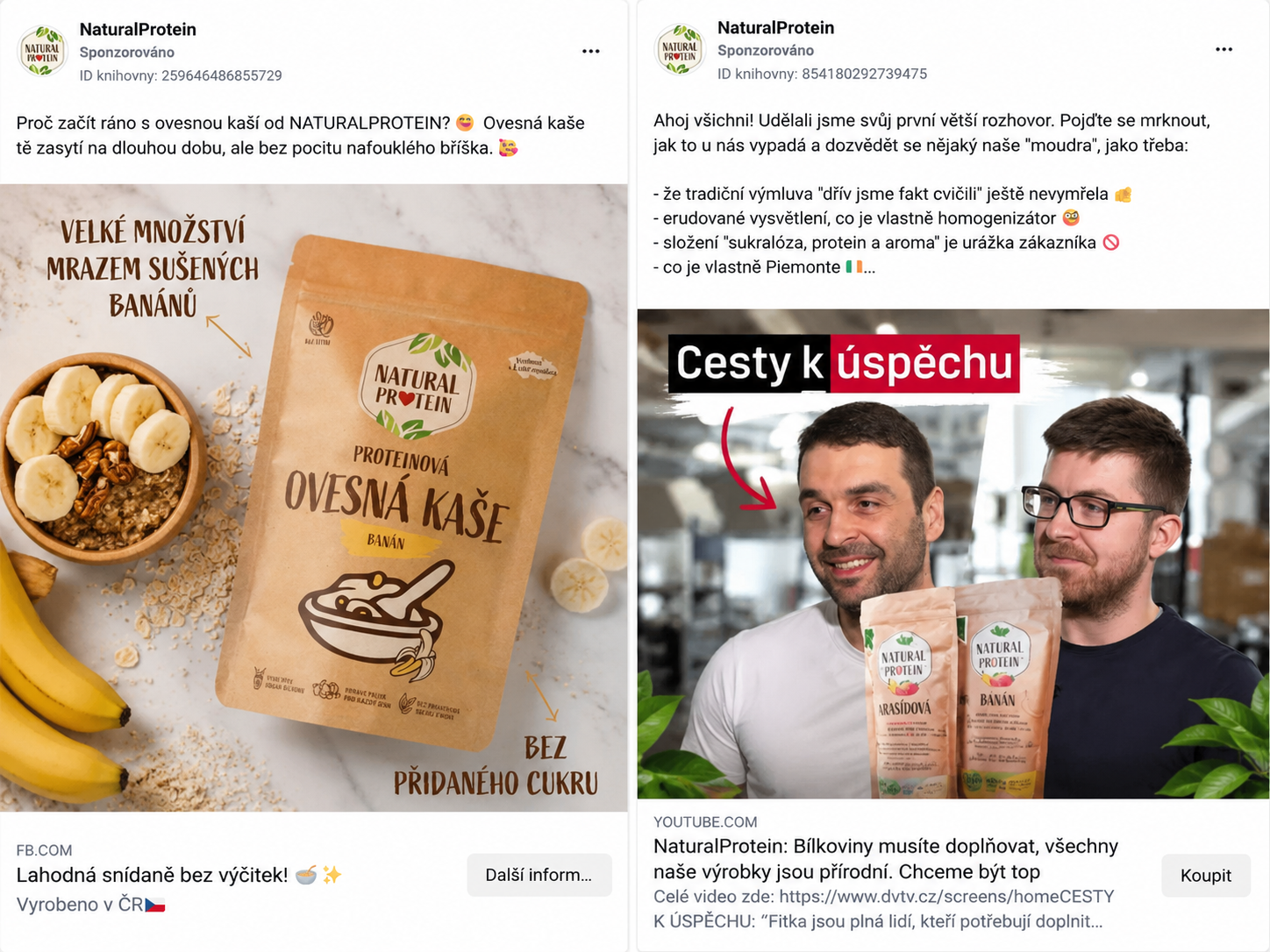 Ukázky reklam NaturalProtein – Ovesná kaše a DVTV rozhovor