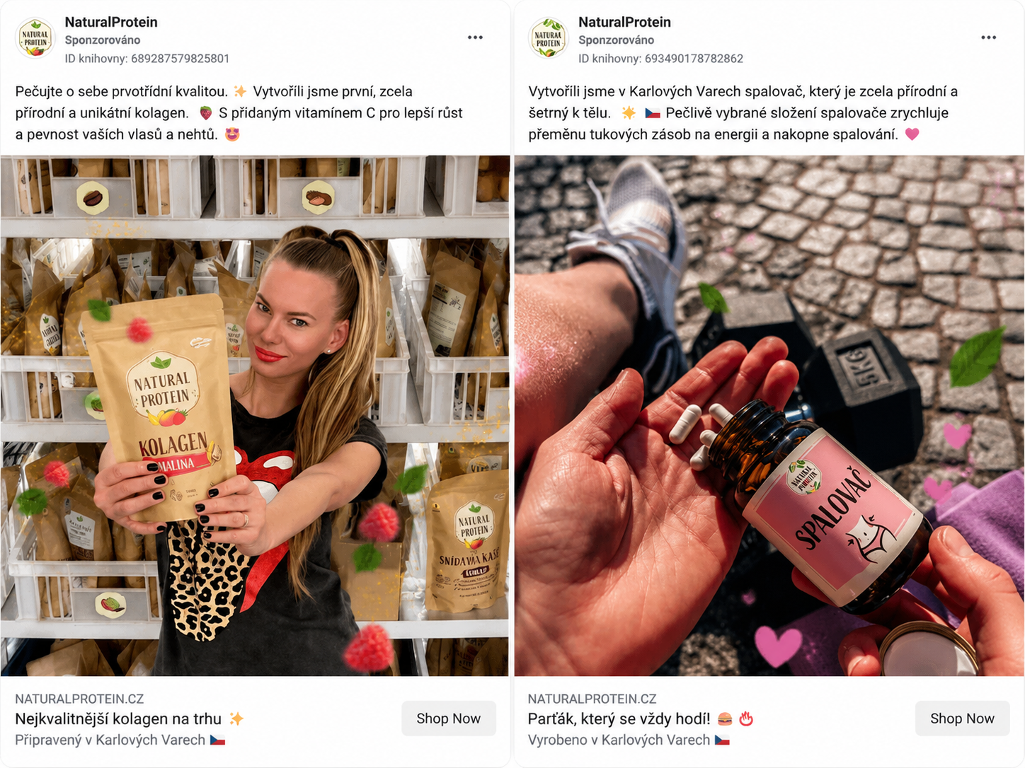 Ukázky reklam NaturalProtein – Kolagen a Spalovač