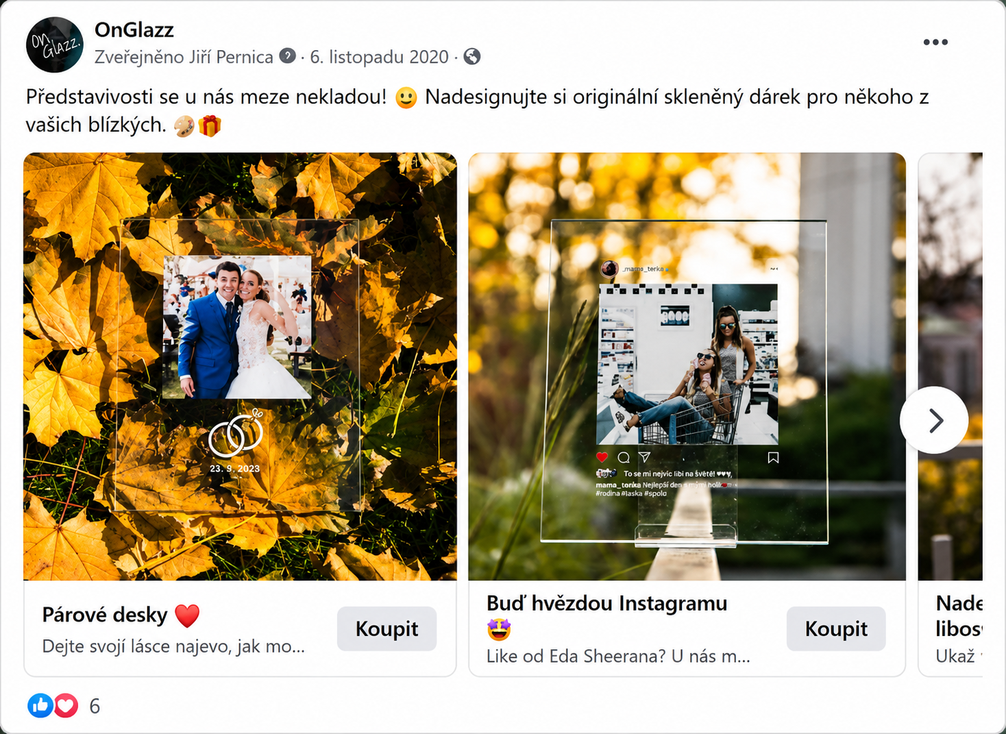 OnGlazz Facebook carousel – Párové desky a Instagram desky